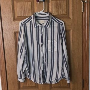 Blue and White Striped American Eagle Button-Down